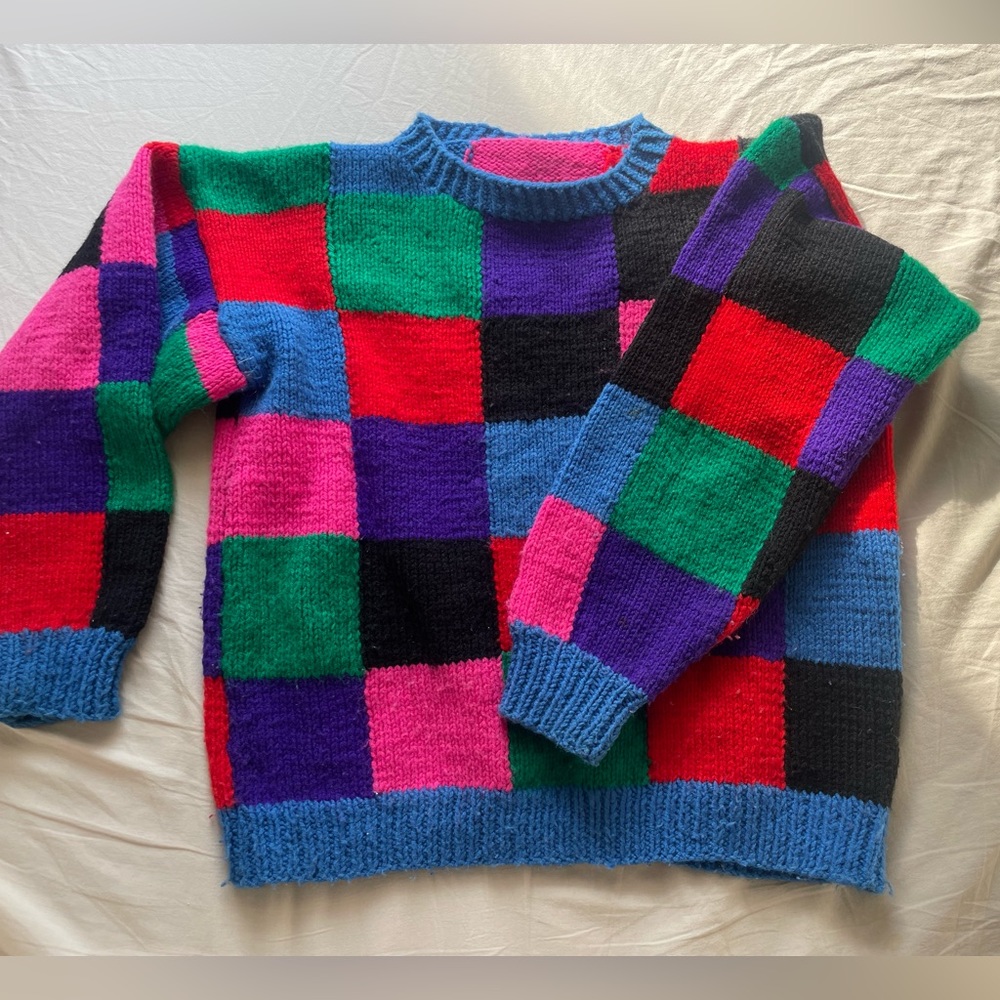 vintage checker knit sweater